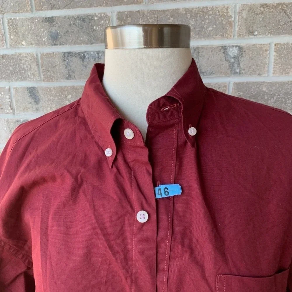 J.CREW Stretch Secret Wash Shirt Button Down Garment Dyed Poplin Red Classic Fit